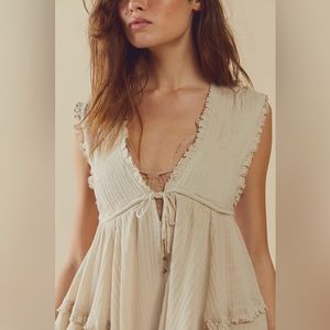 Free People Antoinette Mini Dress in Sand Dollar